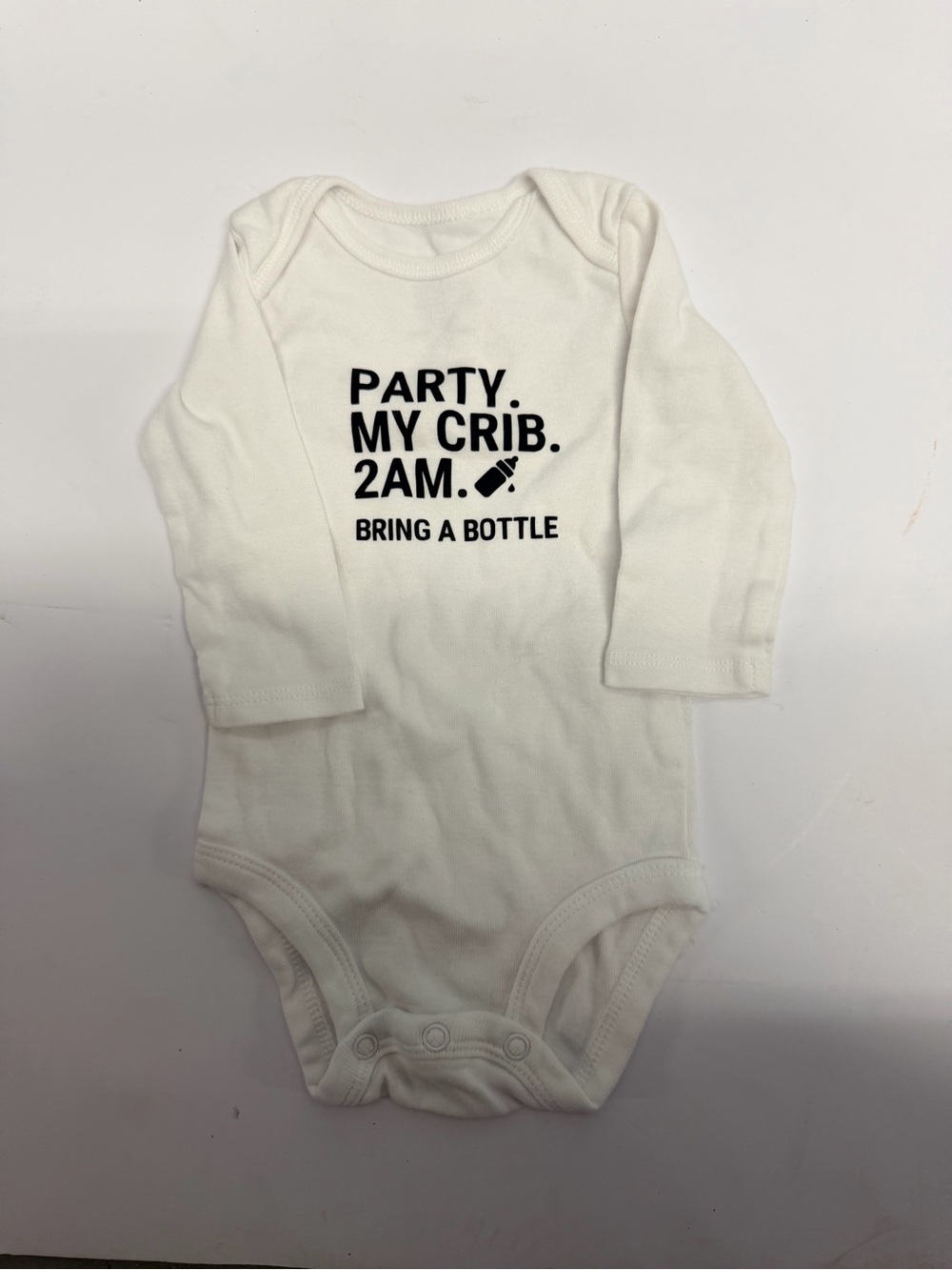 Carter's White Long-Sleeve Bodysuit with Black Text
